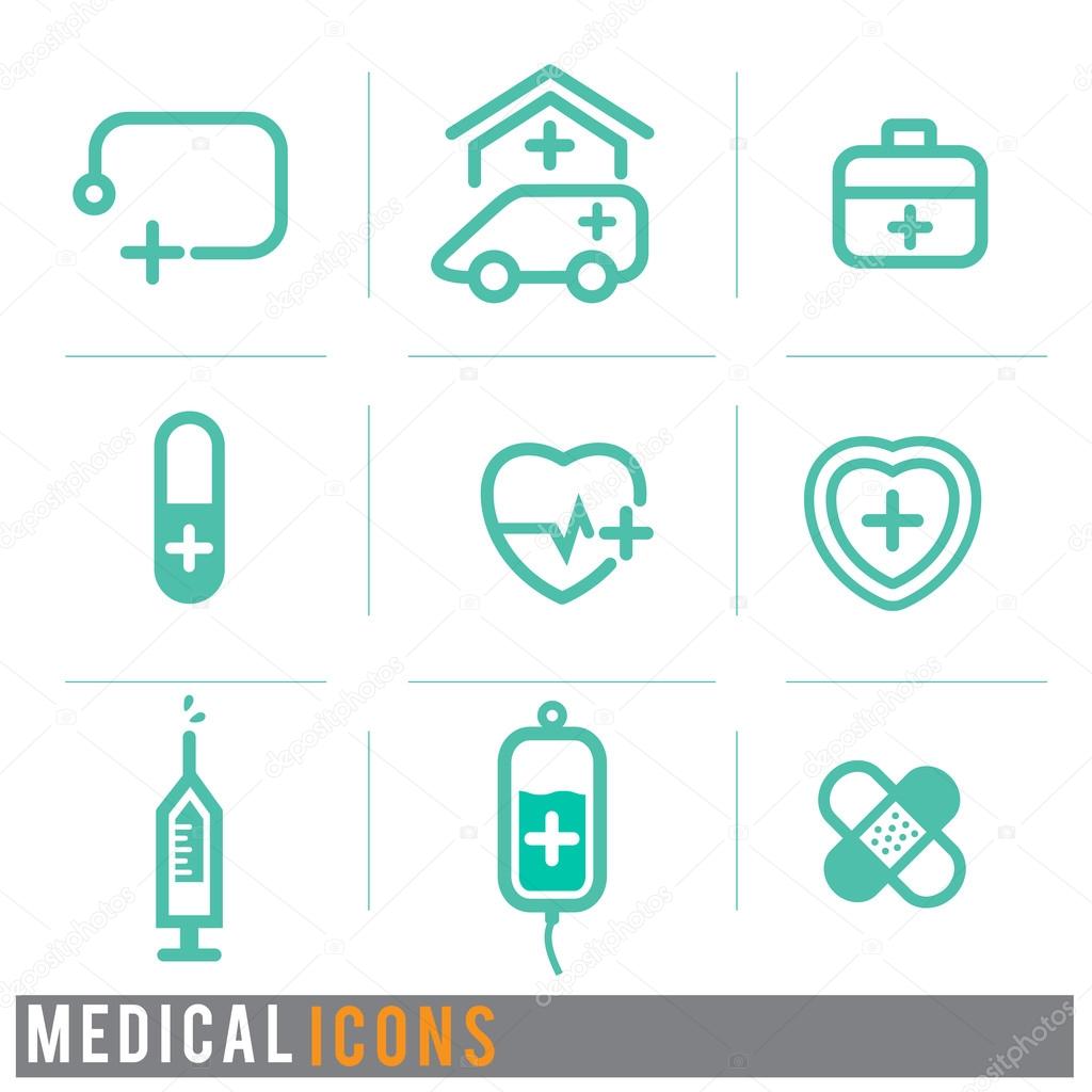 medical line concept icons set, vector illustration
