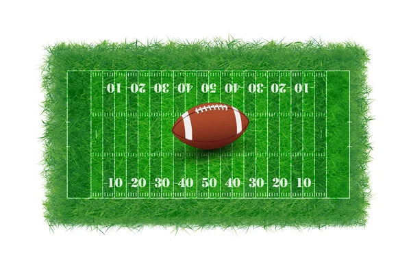 Top view american football field with real grass textured, Vector illustration — Stock Vector