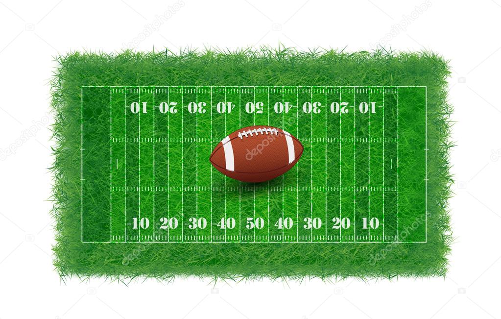 Top view american football field with real grass textured, Vector illustration