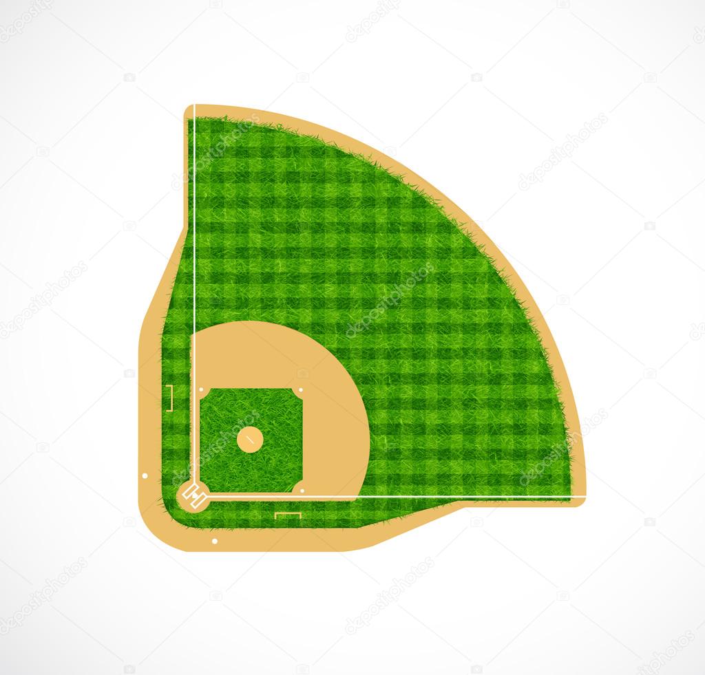 Baseball field with real grass textured, Vector illustration