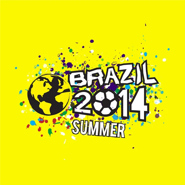 Brasil 2014 diseño de cabecera de verano en la textura grunge fondo amarillo, vector e ilustración — Vector de stock