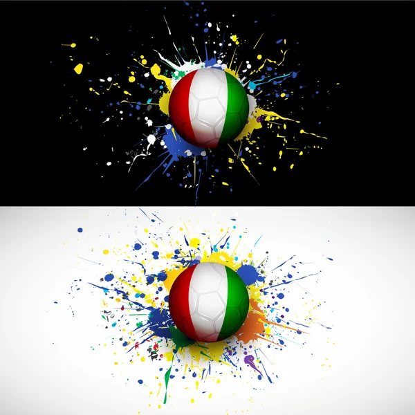 Bandera de Costa de Marfil con tablero de pelota de fútbol sobre fondo colorido, vector e ilustración — Vector de stock