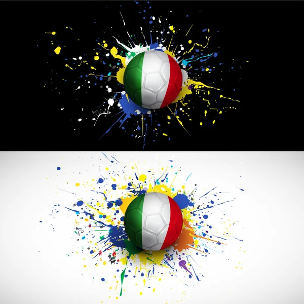 Bandera de Italia con tablero de pelota de fútbol sobre fondo colorido, vector e ilustración — Vector de stock
