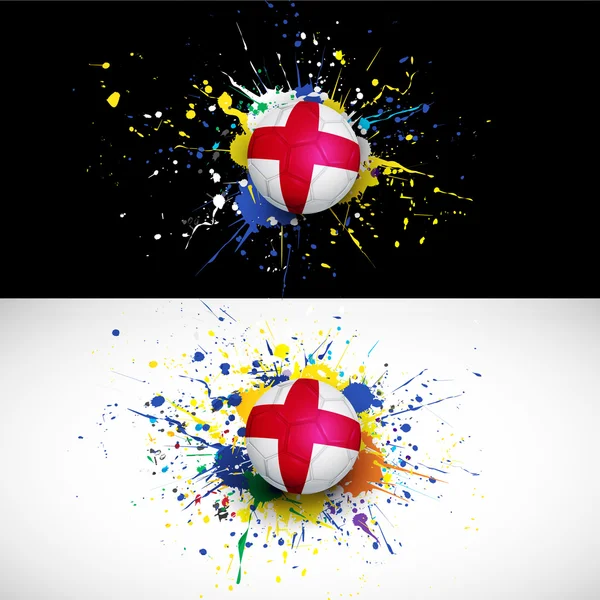 Englandfahne mit Ball-Strich auf buntem Hintergrund, Vektor & Illustration — Stockvektor