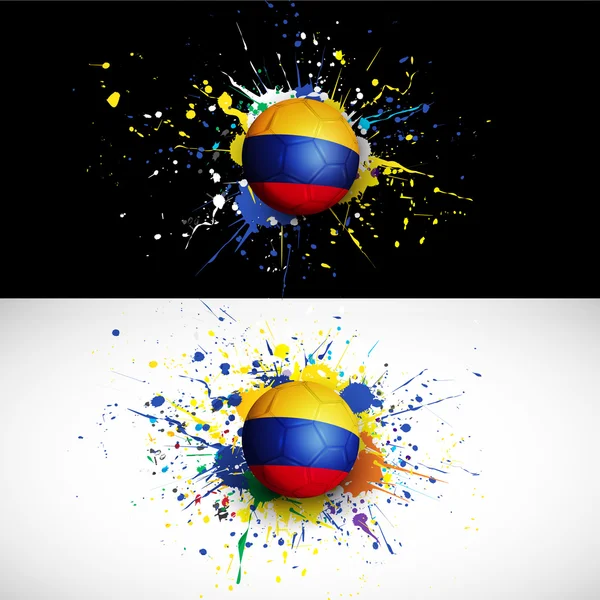 Futbol topu çizgi üzerinde renkli arka plan, vektör & illüstrasyon ile Kolombiya bayrağı — Stok Vektör