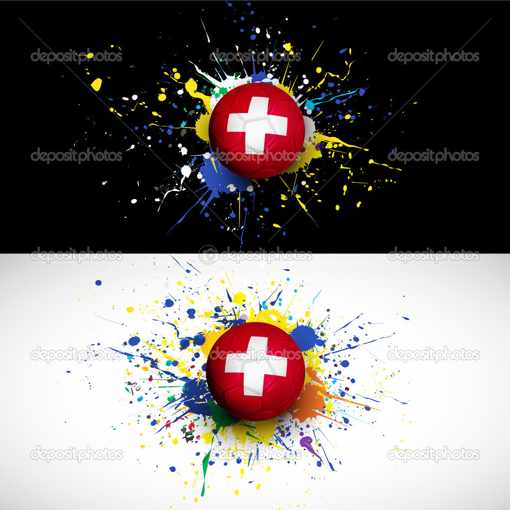 Switzerland flag with soccer ball dash on colorful background, vector & illustration