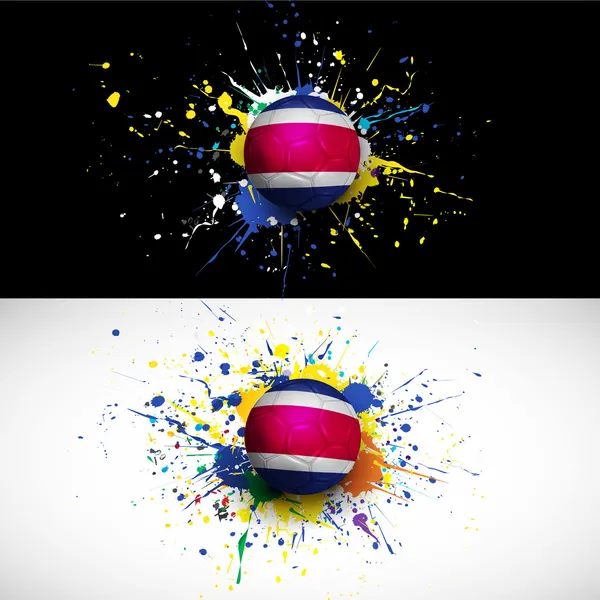 Costarica vlajka s fotbalový míč pomlčka na barevné pozadí, vektorové & ilustrace — Stockový vektor