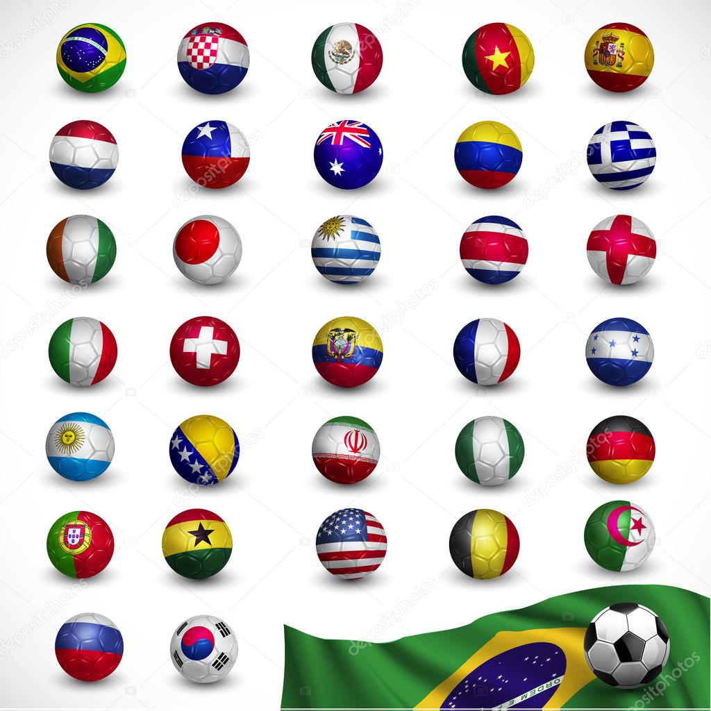 soccer ball (Football) with flag Brazil 2014 , Soccer Tournament