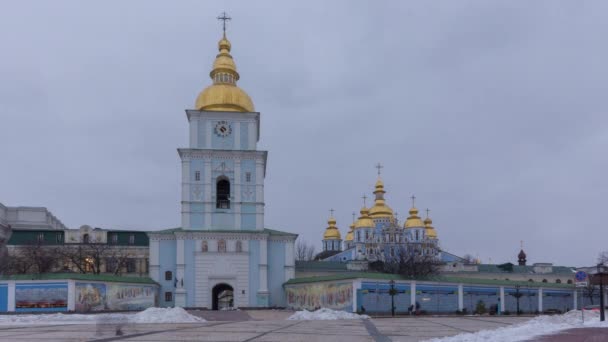 Michaels Katedral Kiev Ukraina Timelapse Från Dag Till Natt Twilight — Stockvideo