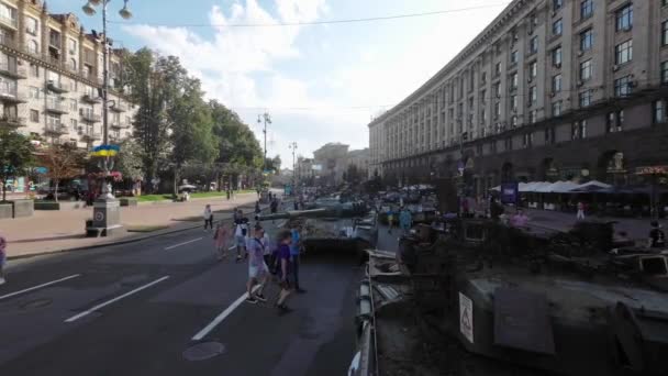 Kyiv Ukraine August 2022 Parade Russian Military Equipment Destroyed Ukraine — Stock video