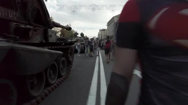 Kyiv Ukraine August 2022 Russian Tanks Russian Military Equipment Displayed — Wideo stockowe