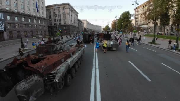 Κίεβο Ουκρανία Αυγούστου 2022 Ημέρα Ανεξαρτησίας Στον Κεντρικό Δρόμο Του — Αρχείο Βίντεο