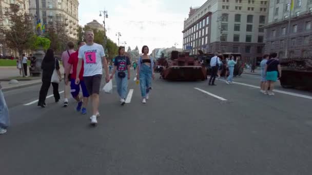 Kyiv Ukraine August 2022 Independence Day Kiev Central Street Khreshchatyk — Stock video