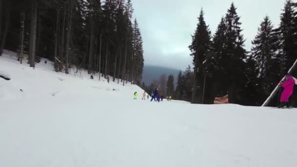 Låg Vinkel Realtid Pov Slalombacke — Stockvideo