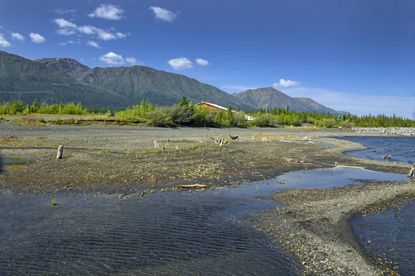 Bahía Destrucción Destruction Bay Una Pequeña Comunidad Autopista Alaska Milla — Foto de Stock