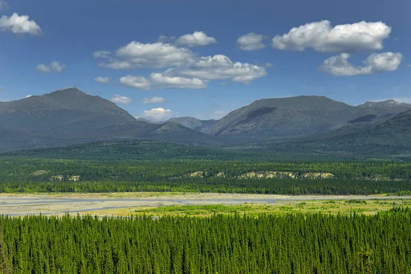 Dolina Rzeki Kluane Yukon Kanada Alaska Highway — Zdjęcie stockowe