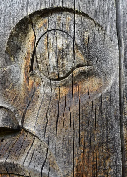 Detalhe Dos Pólos Totem Primeira Nação Perto Hazelton Colúmbia Britânica — Fotografia de Stock