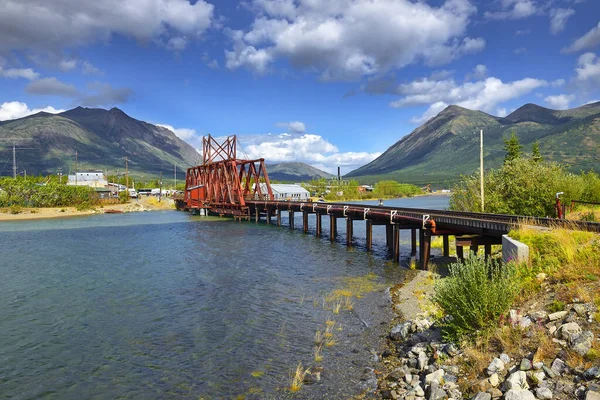 Iron Rail Bridge Carcross Carcross Community Yukon Canada Bennett Lake — Stock Photo, Image