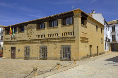 Baeza 'daki Eski Kasap (Antigua Carniceria). Jaen ilindeki Rönesans şehri. Unesco 'dan dünya mirası sitesi. Endülüs, İspanya