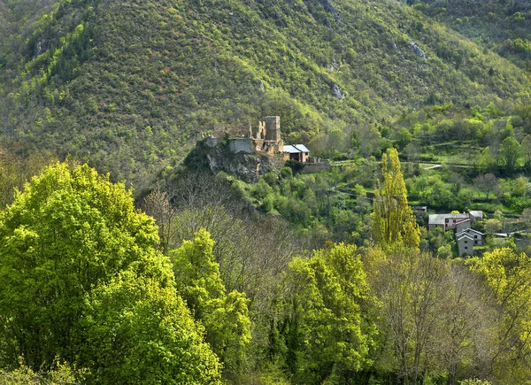 Chateau Usson Egyike Úgynevezett Cathar Kastélyoknak Ami Délnyugat Franciaországban Van — Stock Fotó