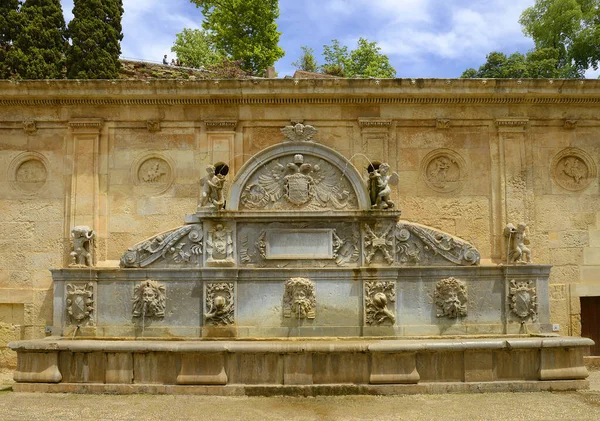 Alhambra Fontána Pilar Carlos Složení Vedle Puerta Justicia Symbolizuje Tři — Stock fotografie