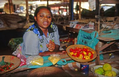 An unidentified saleswoman in the market in Kampala. Uganda is one of the poorest nations in the world.