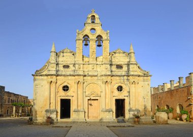 Yunanistan 'ın Girit kentindeki Efsanevi Moni Arkadiou Manastırı Kilisesi