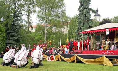 KUTNA HORA, CZECH REPUBLIC - Unidentified participants of The Royal Silverning of Kutna Hora, it is an annual Gothic festival on June 23, 2007. People celebrate glorious past of the town.