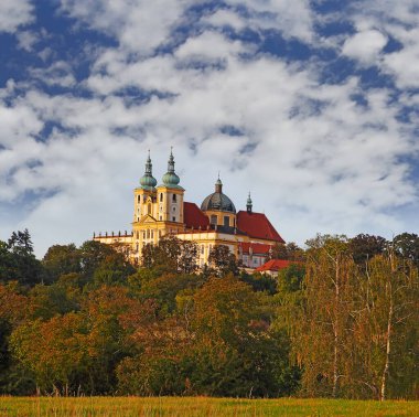 Olomouc şehri yakınlarındaki Kutsal Tepe 'de Bakire Meryem' in Ziyareti Bazilikası, Kopecek, Çek Cumhuriyeti