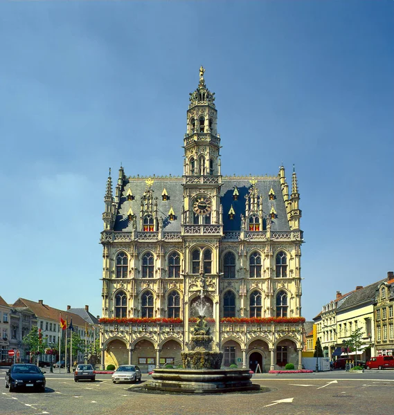 Municipio Oudenaarde Torre Del Campanile Belgio Patrimonio Mondiale Dell Unesco — Foto Stock