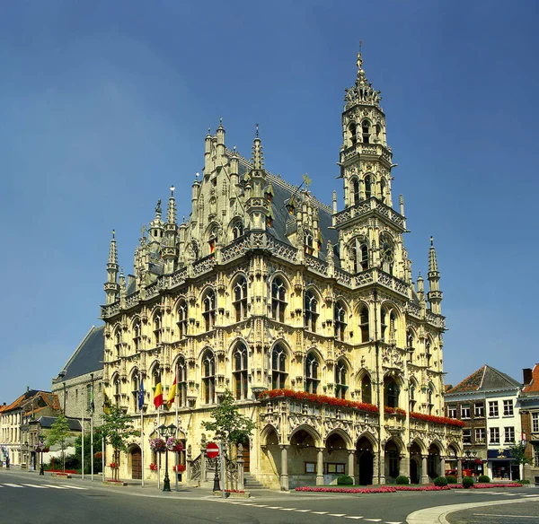 Municipio Oudenaarde Torre Del Campanile Belgio Patrimonio Mondiale Dell Unesco — Foto Stock