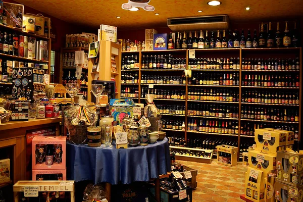 Брюдж Бельгия Специальный Магазин Бельгийским Пивом Бельгийская Пивная Культура Внесена — стоковое фото