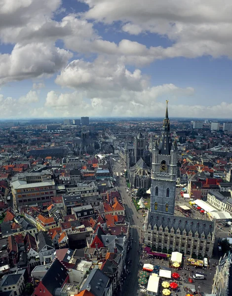 Vista Aerea Sulla Città Medievale Gand Gand Belgio — Foto Stock