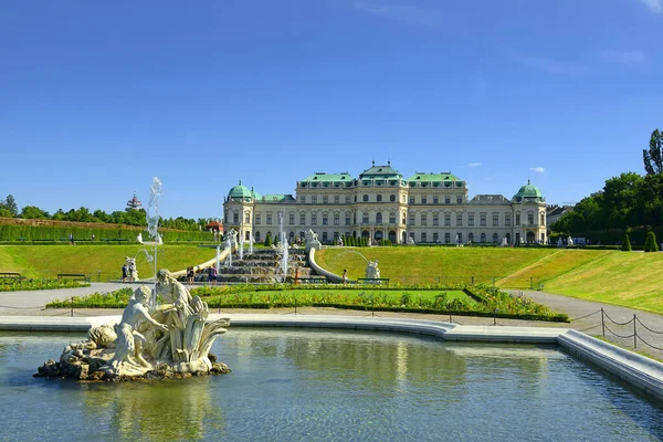 Wiedeń Austria Ogród Belwederski Pałac Górnego Belwederu Wiedeń Wpisany Listę — Zdjęcie stockowe
