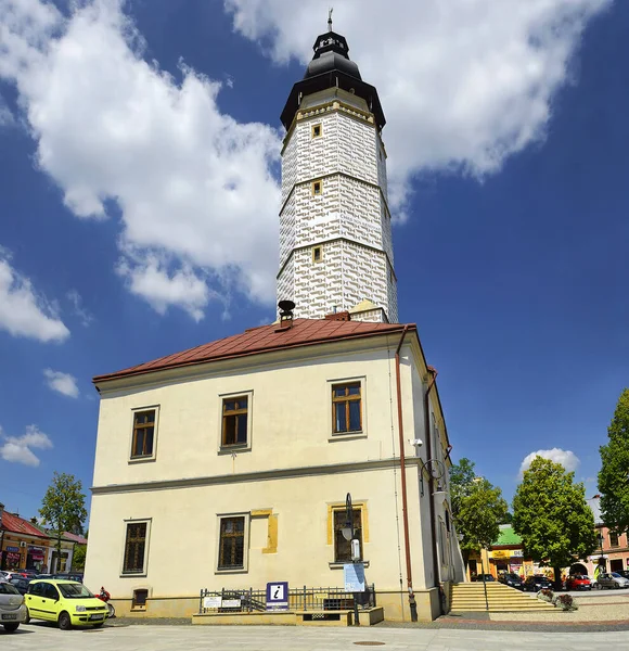 Biecz Poland Beyaz Çan Kulesi Olan Belediye Binası Biecz Polonya — Stok fotoğraf