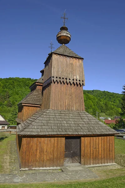 슬로바키아의스 비드니 니콜라우스 Bodruzal Svidnik Slovakia Saint Nicholas Church Wooden — 스톡 사진