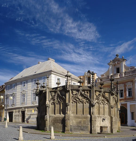 Fonte Pedra Gótica Localizada Praça Rejsek Kutna Hora República Checa — Fotografia de Stock