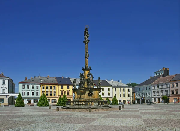 Plaza Armas Columna Plaga Construida 1717 1720 Trebova Morava Moravska — Foto de Stock