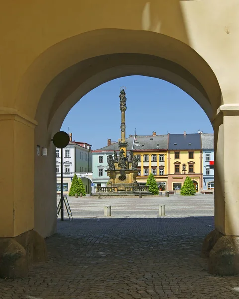 Plaza Armas Columna Plaga Construida 1717 1720 Trebova Morava Moravska — Foto de Stock