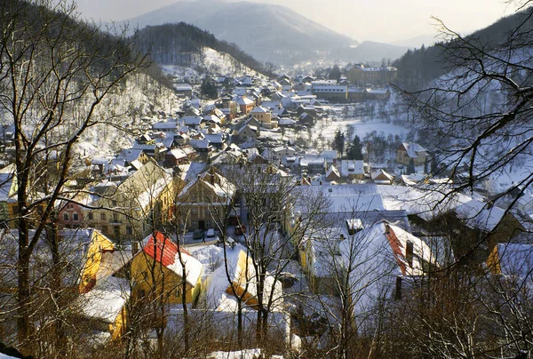 Calle Ciudad Vieja Stramberk Invierno Moravia República Checa — Foto de Stock