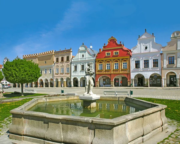Telc Rynku Głównego Republika Czeska Światowego Dziedzictwa Unesco — Zdjęcie stockowe