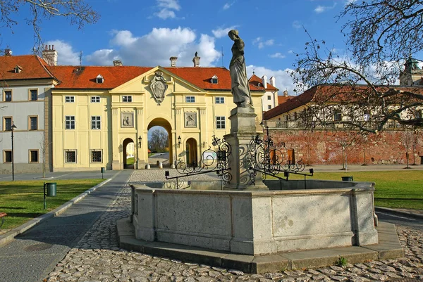 Main Square Old Fountain Valtice Czech Republic Lednice Valtice Cultural — Fotografia de Stock