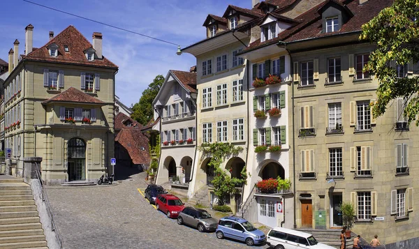 Δρόμοι Της Παλιάς Πόλης Της Βέρνης Ελβετία Μνημείο Παγκόσμιας Κληρονομιάς — Φωτογραφία Αρχείου