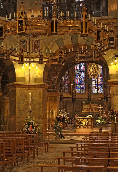 Interiör Aachen Kejserliga Katedralen Tyskland Världsarv Unesco — Stockfoto