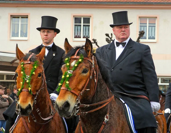 Påskryttarna Från Övre Lusatia Kungör Nyheten Jesu Uppståndelse Wittichenau Detta — Stockfoto