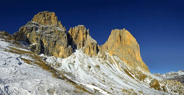 Massif Sasso Lungo Langkofel Alpe Siusi Dolomiti Mountain South Tyrol — стокове фото