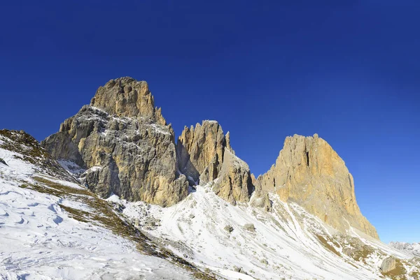 マスターサッソ ルンゴ ランコフェル アルプ シウシ ドロミティ山 南チロル イタリア ヨーロッパ ユネスコ世界遺産 — ストック写真