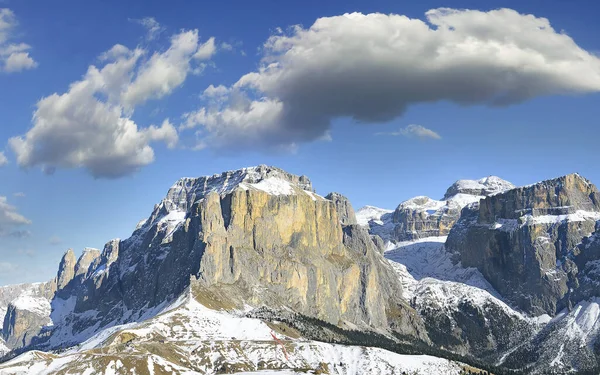 Skupina Mountain Sella Jihozápadu Gruppo Del Sella Hora Dolomiti Jižní — Stock fotografie