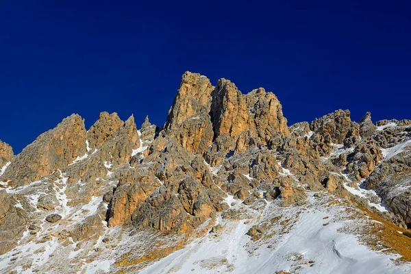 Rock Wall Mountain Massif Puez Gardena Pass Alta Badia Dolomites — Stockfoto