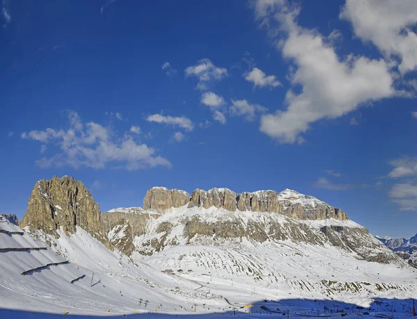 Berggrupp Sella Och Passera Pordoi Gruppo Del Sella Passo Pordoi — Stockfoto